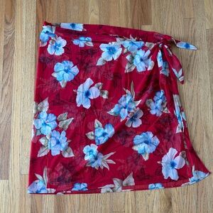 Scarlet and Azure Floral Sarong